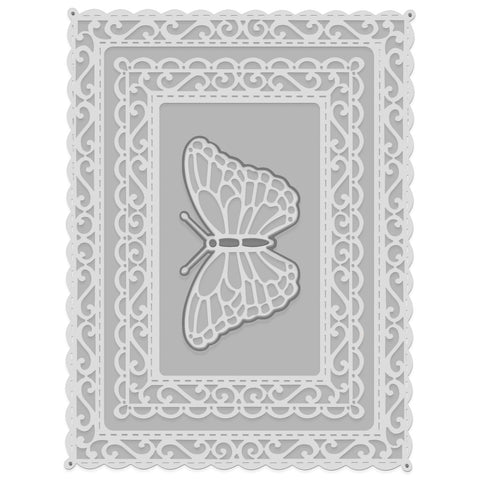 Sweet Dixie Swirl Frame with Butterfly - Sweet Dixie Cutting Die - SDD653 - Lilly Grace Crafts