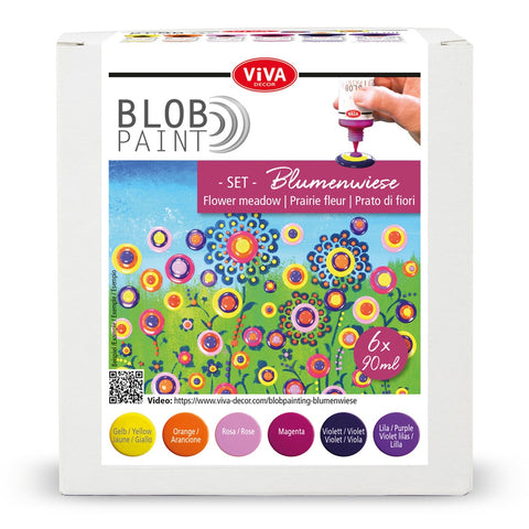 Viva Decor Blob Paint Kit "Flower Meadow" 6 Paints 6 x 90 ml  - VD800198800 - Lilly Grace Crafts