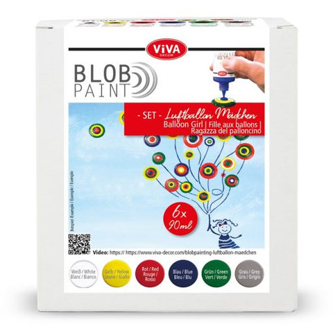 Viva Decor Blob Paint Kit "Girl With Balloons" 6 Paints 6 x 90 ml  - VD800199000 - Lilly Grace Crafts