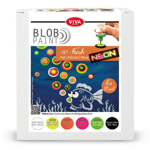Viva Decor Blob Paint Kit "Fish" 6 Paints 6 x 90 ml  - VD800199200 - Lilly Grace Crafts