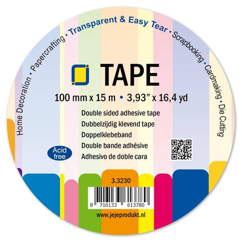 Jeje Double-sided Clear Adhesive Tape 15 m x 100 mm - Lilly Grace Crafts