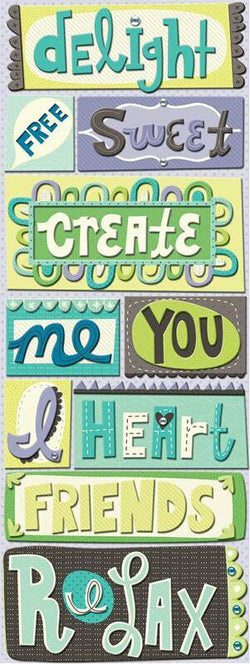 K and Company Poppyseed Words Adhesive Chipboard - Lilly Grace Crafts