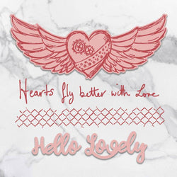 Couture Creations Hearts Fly Stamp and Die Set - 6pc - Lilly Grace Crafts