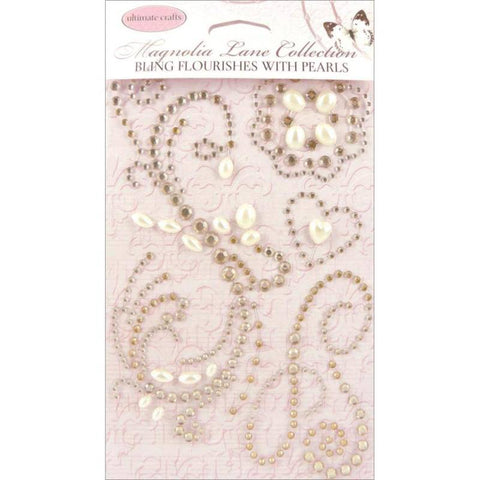 Ultimate Crafts Magnolia Lane Bling Flourishes With Pearls - Lilly Grace Crafts