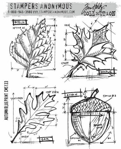 Art Gone Wild Tim Holtz Autumn Blueprint Cling Stamp - Lilly Grace Crafts