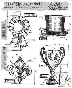 Art Gone Wild High Society Blueprints Tim Holtz Cling Mounted Stamp Set - Lilly Grace Crafts