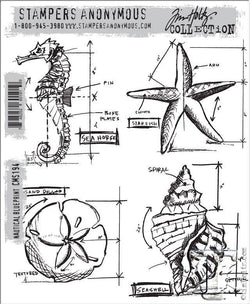 Art Gone Wild Nautical Blueprint Tim Holtz Cling Mounted Stamp Set - Lilly Grace Crafts