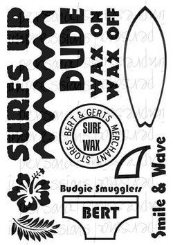 A5 Rubber Stamp - Surfs Up - Lilly Grace Crafts