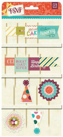 Toothpick flags with printed carddesigns - Lilly Grace Crafts