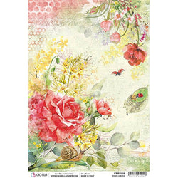 Ciao Bella Roses and Bugs - Rice Paper 5 Sheets - Lilly Grace Crafts