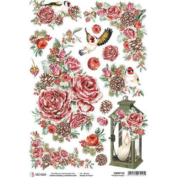 Ciao Bella Piuma Rice Paper A4 - Frozen Roses - Lilly Grace Crafts
