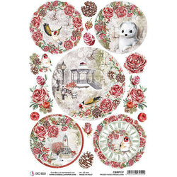 Ciao Bella Piuma Rice Paper A4 - Frozen Roses Medallions - Lilly Grace Crafts