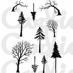 Card-io Stamps Mini Tall Trees Clear Stamp Set - Lilly Grace Crafts