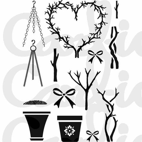 Card-io Stamps Posh Pots Combinations Clear Stamp - Lilly Grace Crafts