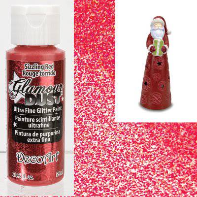 Decoart Glamour Dust 2 oz. Sizzling Red Glitter Paint