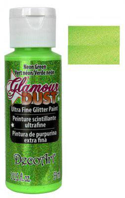 DecoArt Glamour Dust Neon Green Ultra Fine Glitter Paint 2oz. - Lilly Grace Crafts