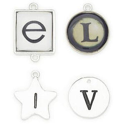 Creativity Inc. Token Charm Metal Word Live Sil - Lilly Grace Crafts