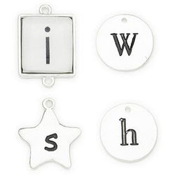 Creativity Inc. Token Charm Metal Word Wish Sil - Lilly Grace Crafts