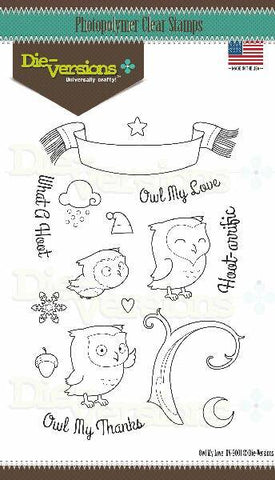 Die-Versions Owl My Thanks Clear Stamps - Lilly Grace Crafts