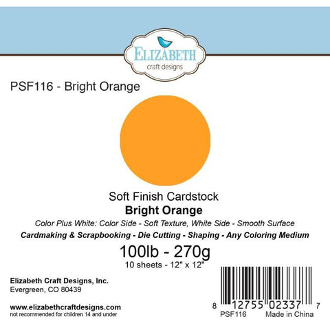 Elizabeth Craft Designs Soft Finish Cardstock Bright Orange - Lilly Grace Crafts