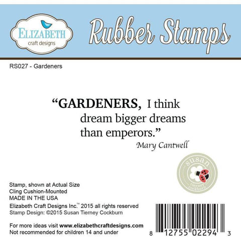 Elizabeth Craft Designs Seeds of Thought - Gardeners Red Rubber Stamp - Lilly Grace Crafts