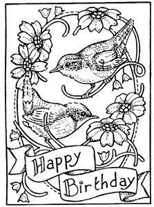 Personal Impressions Happy Birthday Wrens Wood Mounted Stamp - Lilly Grace Crafts