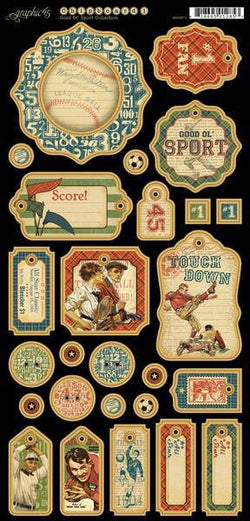 Graphic45 Good Ol Sport Chipboard 1 - Lilly Grace Crafts