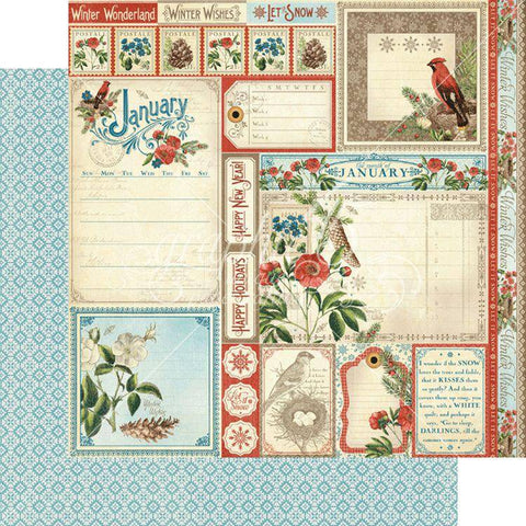 Graphic45 January Cut Apart. Sold in packs of 10. - Lilly Grace Crafts