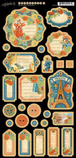 Graphic45 Worlds Fair Journaling Chipboard - Lilly Grace Crafts