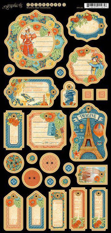 Graphic45 Worlds Fair Journaling Chipboard - Lilly Grace Crafts