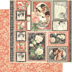 Graphic45 Mon Amour One and Only 12x12"  Packs of 10 Sheets - Lilly Grace Crafts