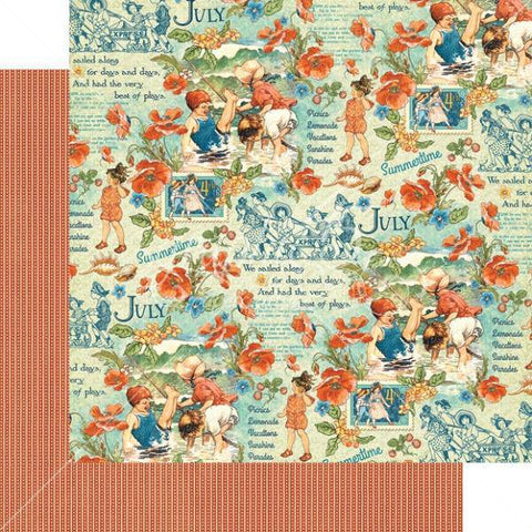 Graphic45 Childrens Hour July Montage Packs of 10 Sheets - Lilly Grace Crafts