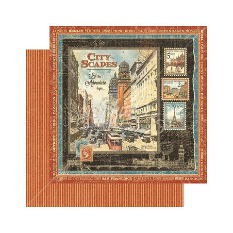Graphic45 Cityscapes Paper  Packs of 10 Sheets - Lilly Grace Crafts