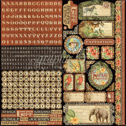 Graphic45 Safari Sticker Sheet - Lilly Grace Crafts