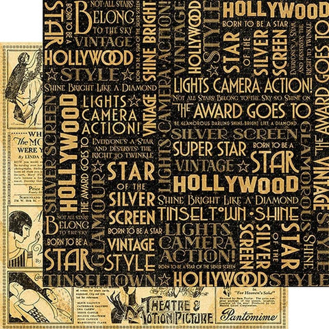 Graphic45 Vintage Hollywood - Silver Screen 12x12 Paper Packs of 10 Sheets - Lilly Grace Crafts