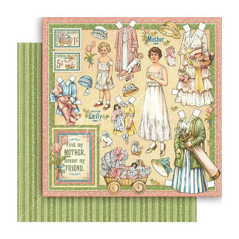 Graphic45 Pennys Paper Doll Family - Mothers and Daughters - 12x12 paper packaged in 10s - Lilly Grace Crafts