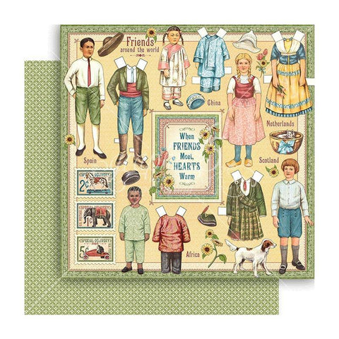 Graphic45 Pennys Paper Doll Family - Forever Friends - 12x12 paper packaged in 10s - Lilly Grace Crafts