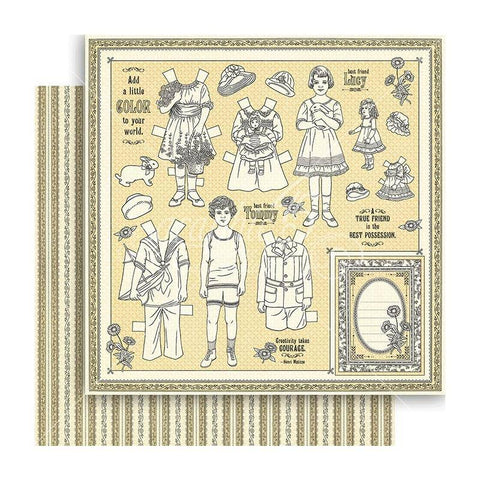 Graphic45 Pennys Paper Doll Family - Color Your World - 12x12 paper packaged in 10s - Lilly Grace Crafts