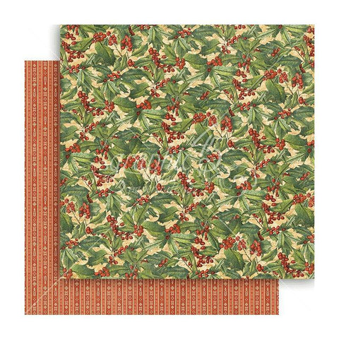 Graphic45 Winter Wonderland - Holly Berries - 12x12 paper packaged in 10s - Lilly Grace Crafts