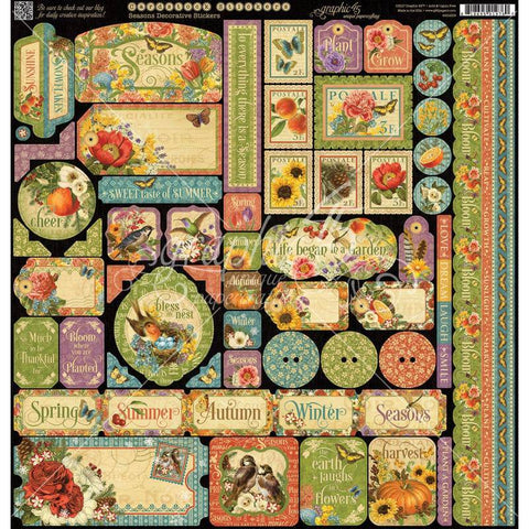 Graphic45 Seasons - Decorative Stickers - Lilly Grace Crafts