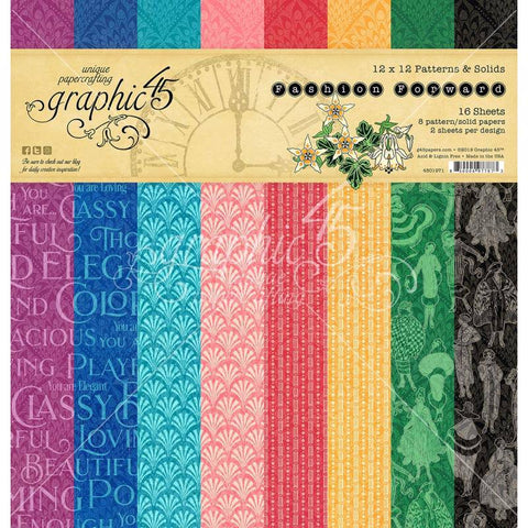 Graphic45 Fashion Forward 12x12 Patterns and Solid Pad - Lilly Grace Crafts