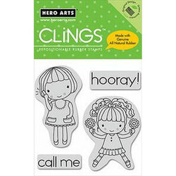 Hero Arts Happy Girls (4 Images) (4.75x4.7) Cling Stamp - Lilly Grace Crafts