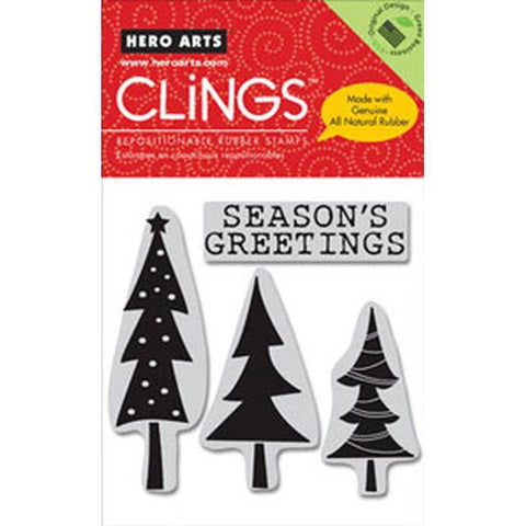 Hero Arts Seasons Greetings (Set Of 4) Cling Stamp - Lilly Grace Crafts