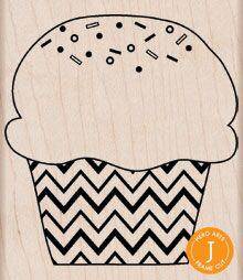 Zig Zag Cupcake - Wood Mounted Stamps - Lilly Grace Crafts