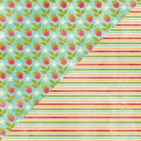 Hampton Art Red Raspberry - Fresh Yogurt 12x12 Patterned Paper - sold in packs of 10 - Lilly Grace Crafts