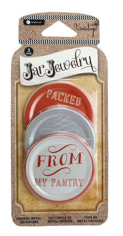 Hampton Art Jar Jewelry - Gift Word Print Metal Lid Cover 3 Pk - Lilly Grace Crafts