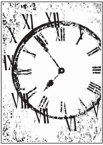 Hampton Art Wood Mounted Stamp - 7G  Distressed Clock - Lilly Grace Crafts