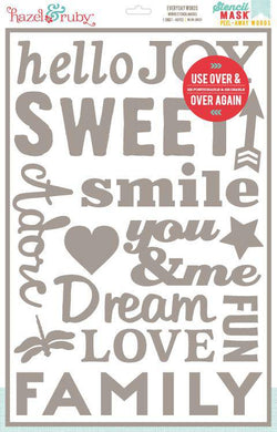 Stencil-Mask Everyday Words 12x18 1 sheet - Lilly Grace Crafts