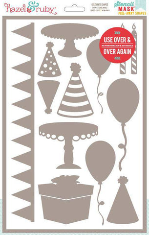 Stencil-Mask Celebrate shapes 8x12 1 sheet - Lilly Grace Crafts