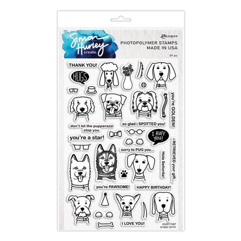 Ranger Industries Puppy Puns Simon Hurley stamp 6x9 - Lilly Grace Crafts